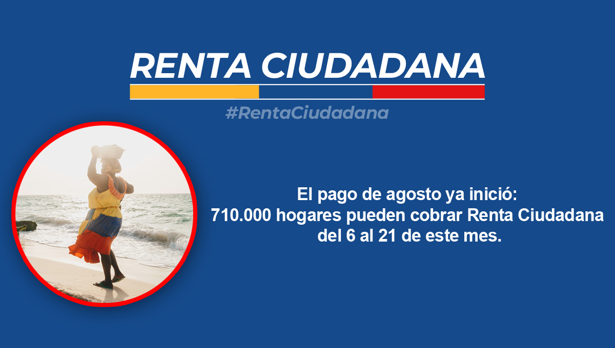 Renta Ciudadana 9 El pago de agosto ya inició: 710.000 hogares pueden cobrar Renta Ciudadana del 6 al 21 de este mes.